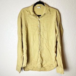 CP Shades yellow embroidered button down shirt